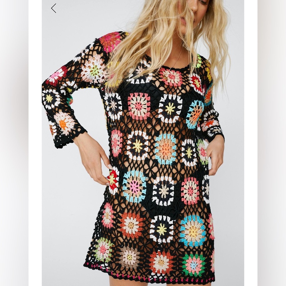 Crochet Dress Cover Up Beach Dress S/M